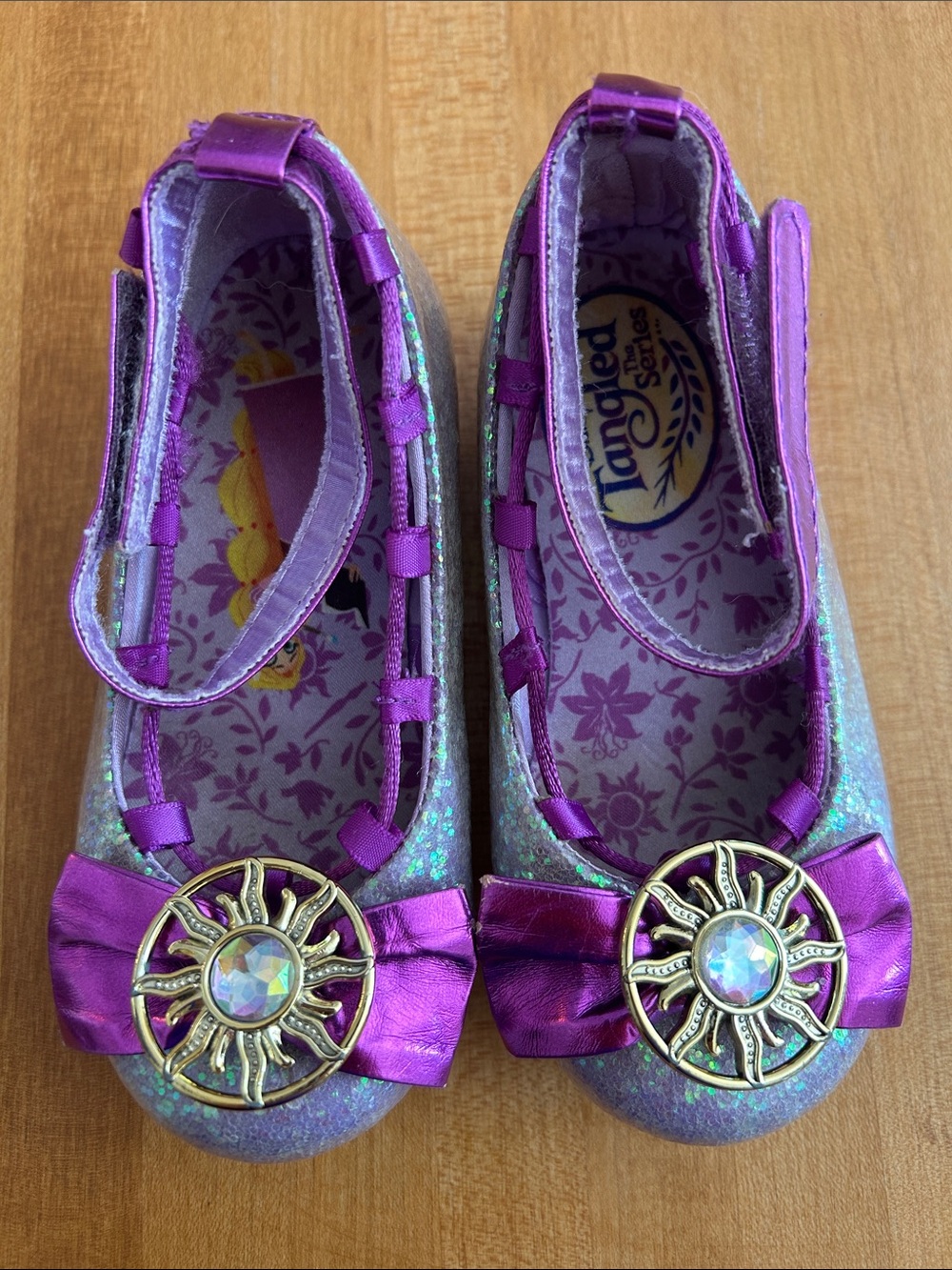 ANGL Purple Glitter Girls' Dress Flats with Sun Emblem
